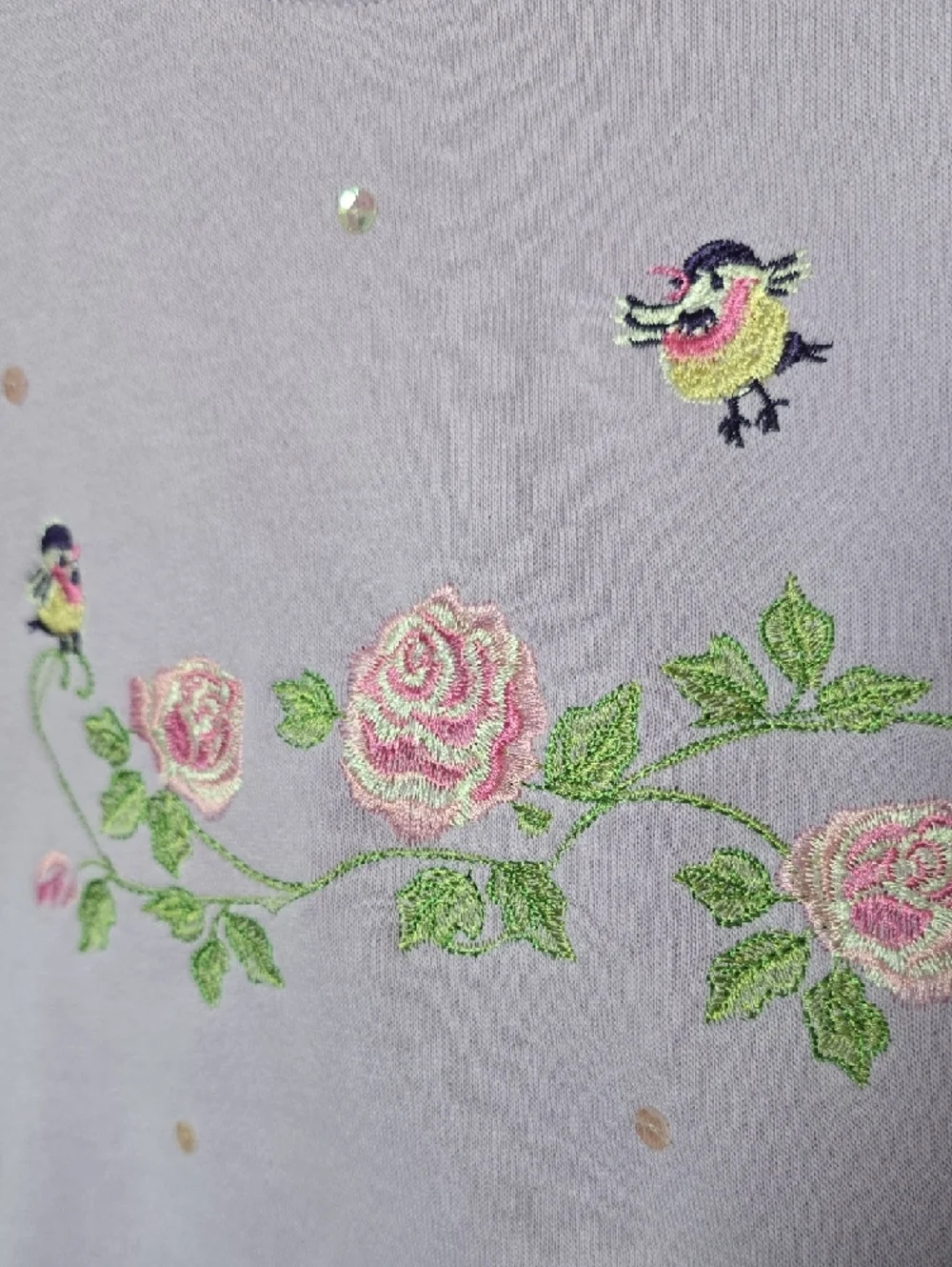 CC Hughes Vintage Embroidered Floral Crewneck Sweatshirt Grandma Granny Medium